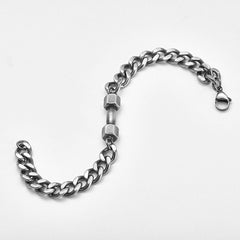 Dumbbell Barbell 18K Gold 316L Stainless Steel Dumbbell Barbell Curb Chain Bracelet For Men
