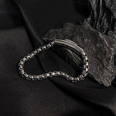 Popcorn Black 316L Stainless Steel Magnetic Clasp Bracelet For Men