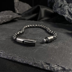 Popcorn Black 316L Stainless Steel Magnetic Clasp Bracelet For Men