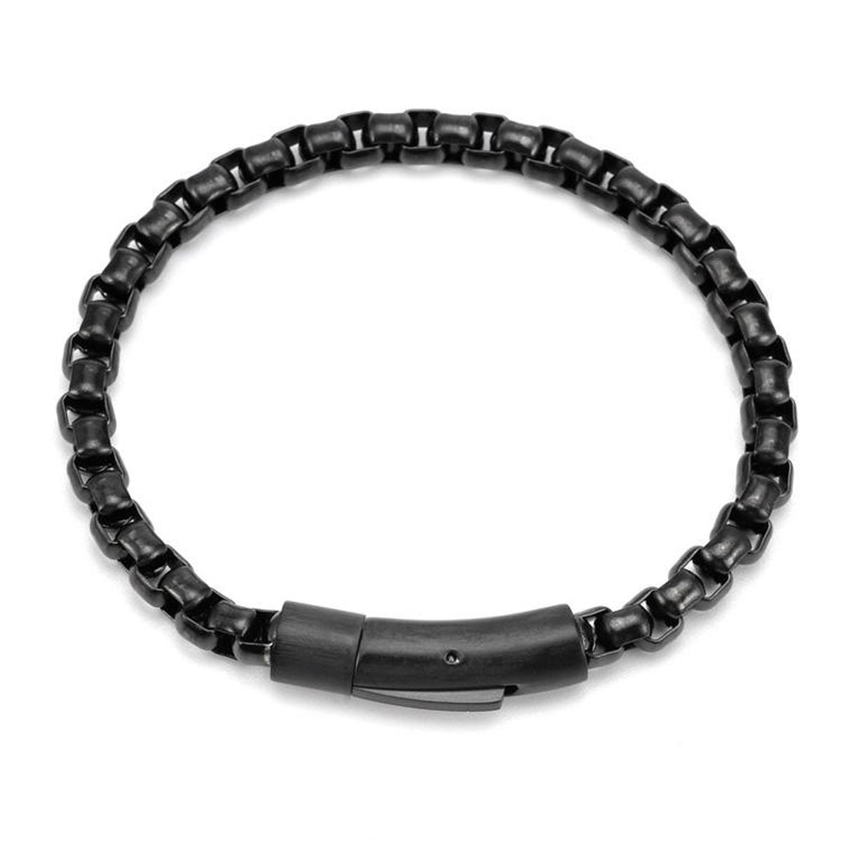Popcorn Black 316L Stainless Steel Magnetic Clasp Bracelet For Men