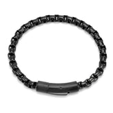Popcorn Black 316L Stainless Steel Magnetic Clasp Bracelet For Men