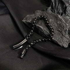 Popcorn Black 316L Stainless Steel Magnetic Clasp Bracelet For Men