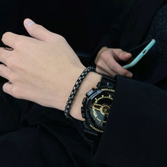 Popcorn Black 316L Stainless Steel Magnetic Clasp Bracelet For Men