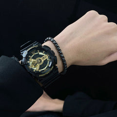 Popcorn Black 316L Stainless Steel Magnetic Clasp Bracelet For Men