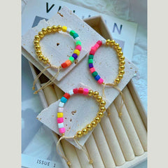 Handcrafted Square FIBO Beads 18K Gold Anti Tarnish Adjustable Bracelet for Women