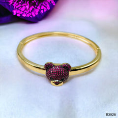 Dark Pink Teddy Bear 18K Gold Anti Tarnish Openable Kada Bangle for Women
