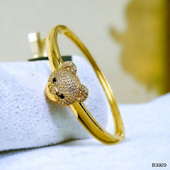 Dark Pink Teddy Bear 18K Gold Anti Tarnish Openable Kada Bangle for Women