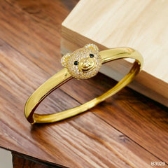Dark Pink Teddy Bear 18K Gold Anti Tarnish Openable Kada Bangle for Women