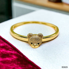 Dark Pink Teddy Bear 18K Gold Anti Tarnish Openable Kada Bangle for Women