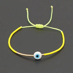 Evil Eye Mother of Pearl Sky Blue Gold Handmade Beads Bracelet for Women