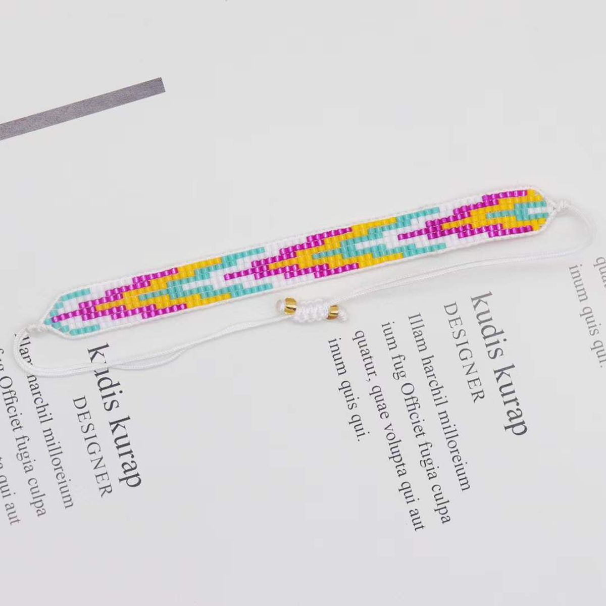 Pink Yellow Blue White Handcrafted Beads Adjustable Bracelet for Women