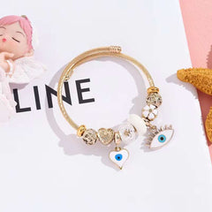 Pandora Charms Evil Eye Enamel Blue Multicolour 18K Gold Anti Tarnish Bracelet Kada For Women