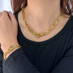 Handcuff Infinity 18K Gold Stainless Steel Anti Tarnish Chain Bracelet For Women