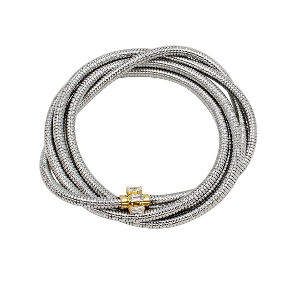 Layered snake American Diamond Silver Gold Anti Tarnish Stainless Steel Bracelet For Women