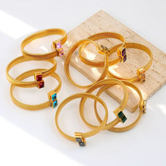 Snake Cobra Pink 18K Gold Crystal Anti Tarnish Stainless Steel Cuff Kada Bracelet For Women