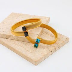 Snake Cobra Pink 18K Gold Crystal Anti Tarnish Stainless Steel Cuff Kada Bracelet For Women