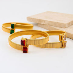 Snake Cobra Pink 18K Gold Crystal Anti Tarnish Stainless Steel Cuff Kada Bracelet For Women