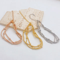 Triple Layer 18K Gold Stainless Steel Anti Tarnish Snake Chain Bracelet For Women