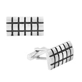 Rectangle Black Stripe Cufflinks In Box