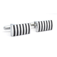 Rectangle Black Stripes Cufflinks In Box