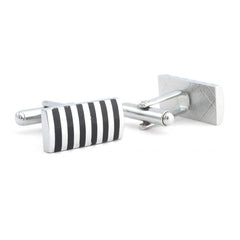 Rectangle Black Stripes Cufflinks In Box