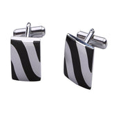 Square Black Stripes Cufflinks In Box