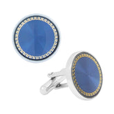 Round Blue Gold Cufflinks In Box