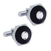 Hexagon Black Crystal Cufflinks In Box