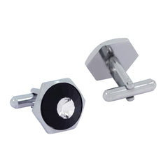 Hexagon Black Crystal Cufflinks In Box