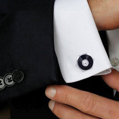 Hexagon Black Crystal Cufflinks In Box