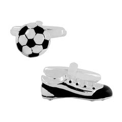 Silver Soccer Football Shoe Cufflinks In Box Group2