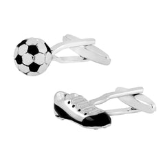 Silver Soccer Football Shoe Cufflinks In Box Group2