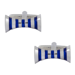 Ribbon Blue Bow Stripe Cufflinks In Box Group2