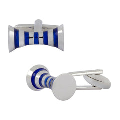 Ribbon Blue Bow Stripe Cufflinks In Box Group2