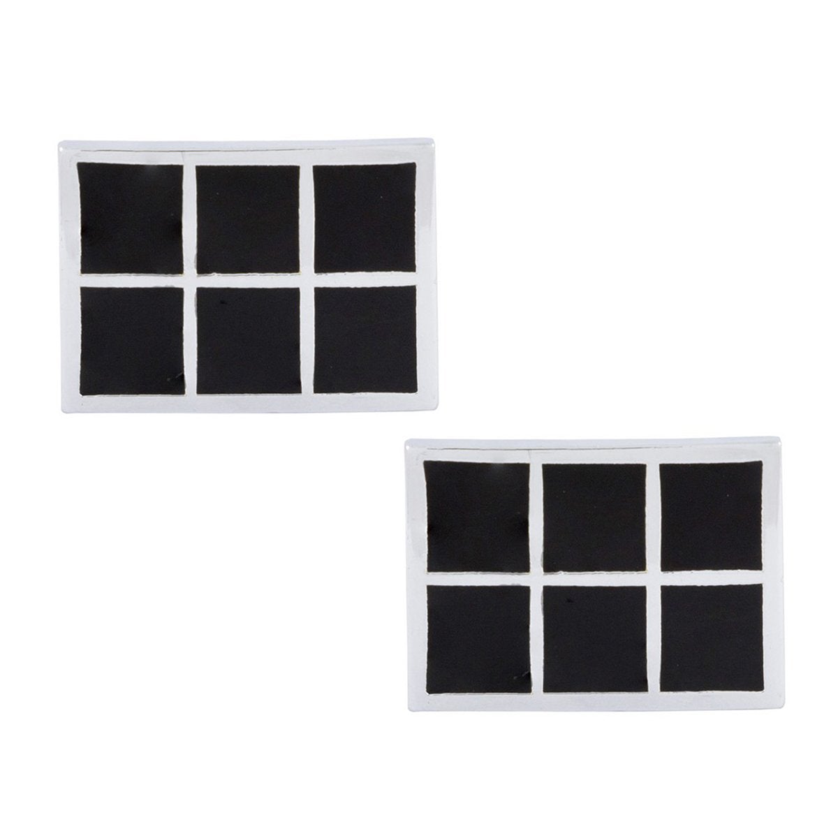 Rectangle Black Checks Cufflinks In Box