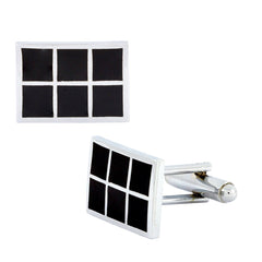 Rectangle Black Checks Cufflinks In Box
