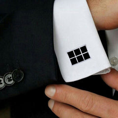 Rectangle Black Checks Cufflinks In Box