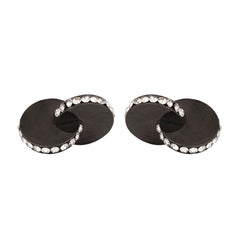 Fancy Black 3D Discs Cufflinks In Box
