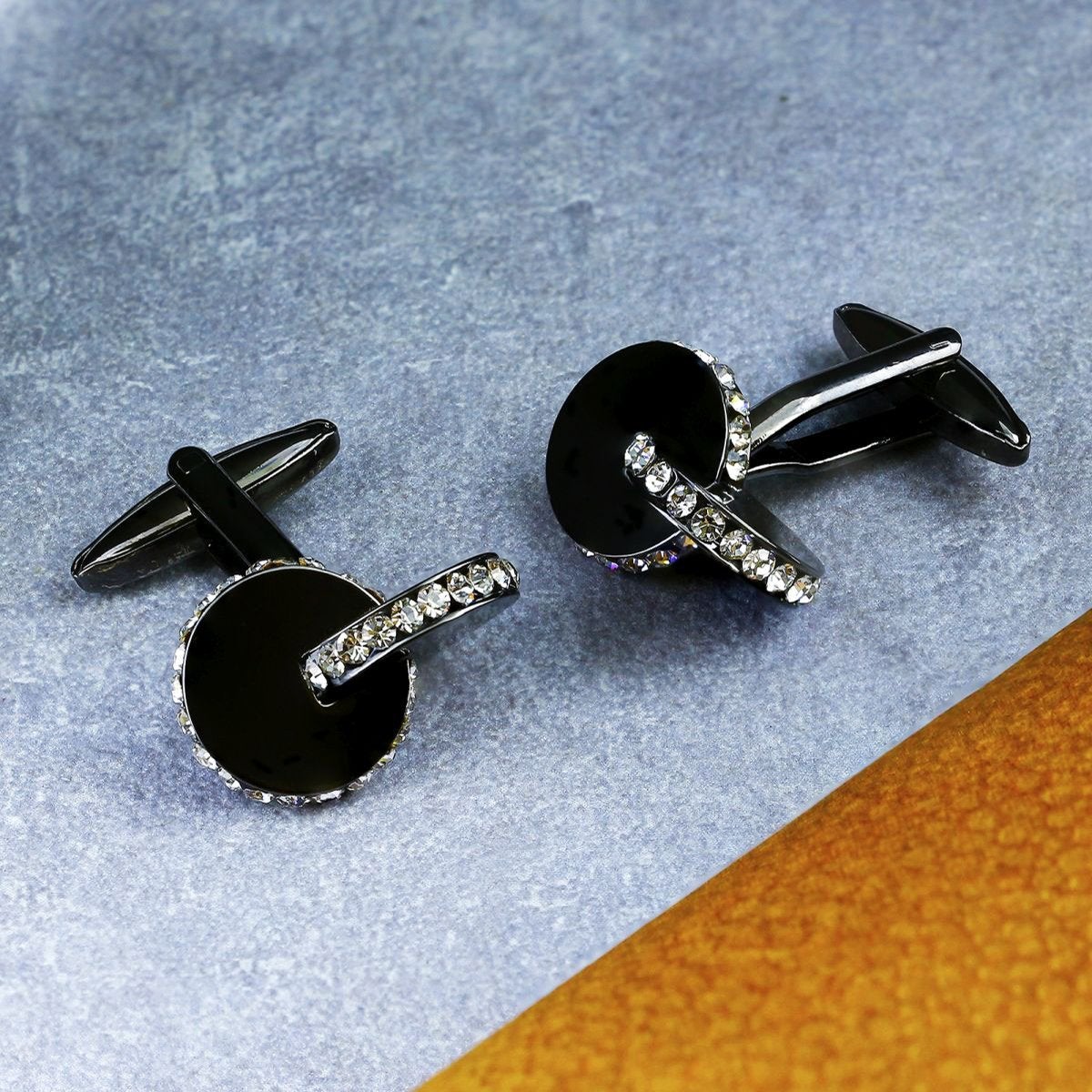 Fancy Black 3D Discs Cufflinks In Box