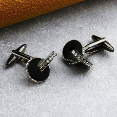 Fancy Black 3D Discs Cufflinks In Box