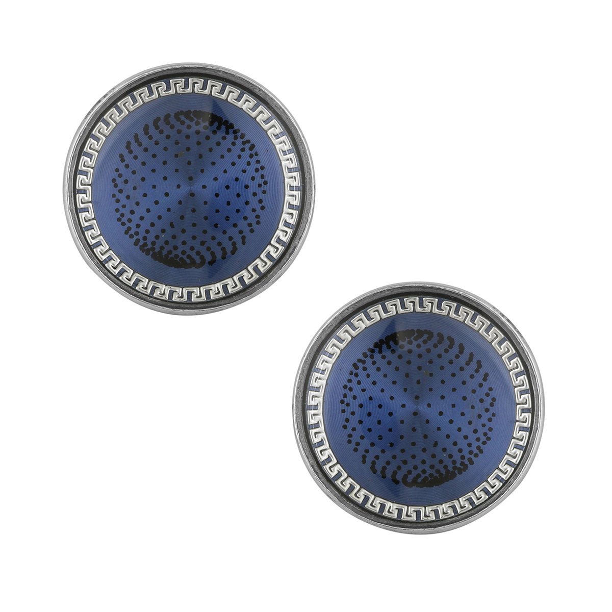 Round Blue Cufflinks In Box