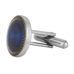 Round Blue Cufflinks In Box