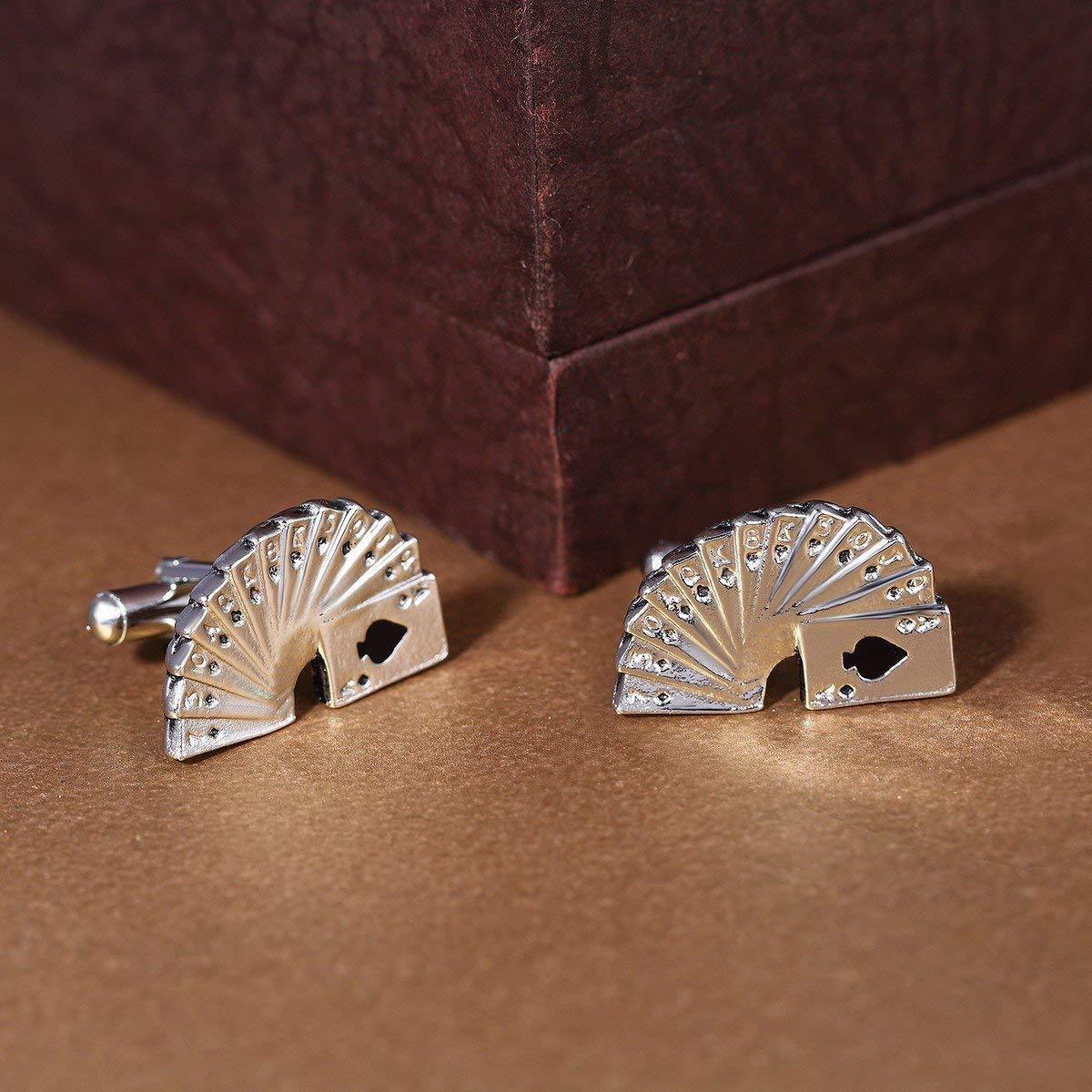 Playing Cards Silver Ace Poker Cufflinks In Box