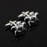 Jockey Derby Horse Silver Cufflinks In Box