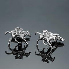Jockey Derby Horse Silver Cufflinks In Box Group2