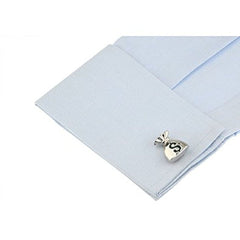 Money Bag Dollar Silver Cufflinks In Box
