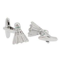 Shuttlecock Badminton Silver Cufflinks In Box