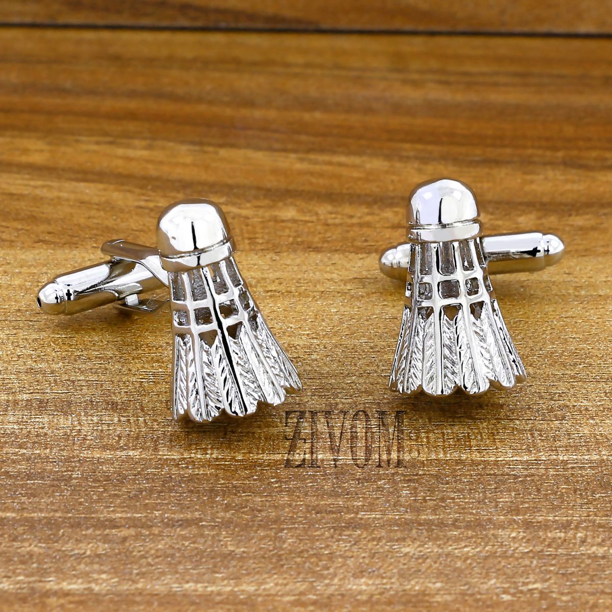 Shuttlecock Badminton Silver Cufflinks In Box