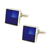 3D Square Blue Blue Cufflinks In Box