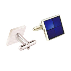 3D Square Blue Blue Cufflinks In Box